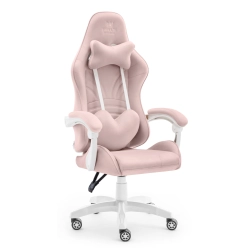 Fotel gamingowy HELL'S CHAIR Rainbow Różowy tkanina szary