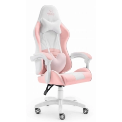 Fotel Gamingowy Hell's Chair Rainbow 2.0 Pink White Różowy Biały Ekoskóra