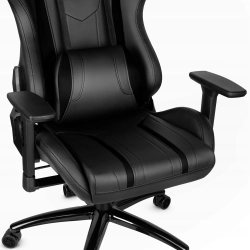 FOTEL GAMINGOWY Biurowy Obrotowy Hell's Chair HC- 1013 Black Ekoskóra Zamsz