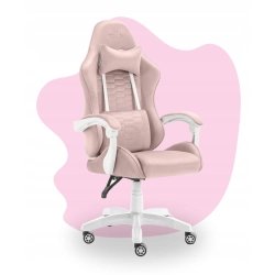 Fotel gamingowy HELL'S CHAIR HC- 1000 Kids Pink- White- tkanina