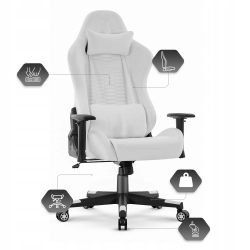 FOTEL GAMINGOWY Biurowy Obrotowy Hell's Chair HC- 2000 White Ekoskóra