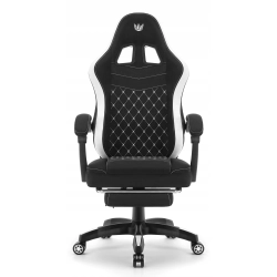 Fotel gamingowy HELL'S CHAIR HC- 1015 Czarno- biały tkanina czarno-biały