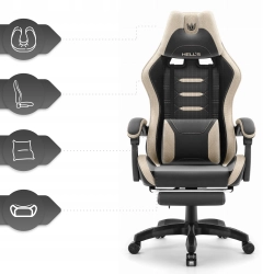 Fotel gamingowy HELL'S CHAIR HC- 1039 Beige- Black skóra sztuczna