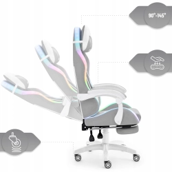 Fotel gamingowy Hell's Chair HC-1039 2.0 Kids szary LED z podnóżkiem