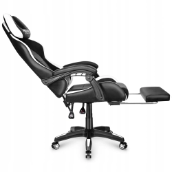 FOTEL GAMINGOWY Biurowy Hell's Chair HC- 1039 2.0 White z podnóżkiem