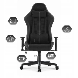 FOTEL GAMINGOWY Biurowy Obrot Hell's Chair HC- 2000 Black Ekoskóra+ Tkanina