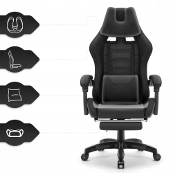 Fotel gamingowy HELL'S CHAIR HC- 1039 2.0 Black tkanina