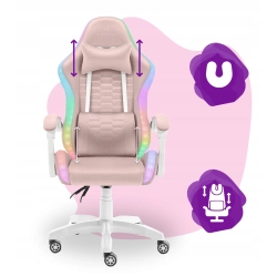 Fotel gamingowy obrotowy dla dzieci Hell's Chair HC-1000 LED Pink tkanina