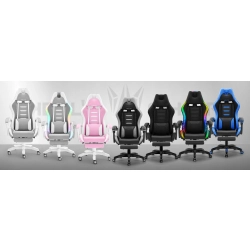 FOTEL GAMINGOWY Dla dzieci Hell's Chair HC-1039 2.0 White-Grey z podnóżkiem
