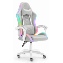 Fotel gamingowy Hell's Chair HC-1000 szary tkanina LED RGB z poduszkami