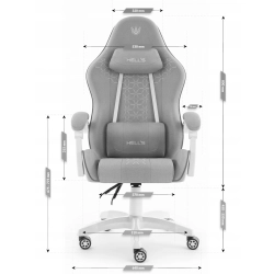 Fotel gamingowy HELL'S CHAIR HC- 1008 2.0 Szaro-biały Mesh tkanina szary
