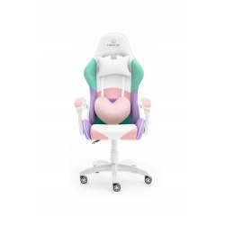 Fotel gamingowy HELL'S CHAIR RAINBOW skóra sztuczna biały