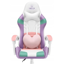 Fotel gamingowy HELL'S CHAIR RAINBOW skóra sztuczna biały