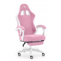 Fotel gamingowy HELL'S CHAIR HC- 1015 Różowo- biały tkanina