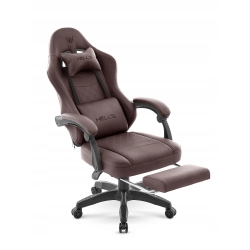 Fotel gamingowy HELL'S CHAIR HC- 1015 Ciemny Brązowy skóra sztuczna biały