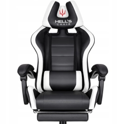 FOTEL GAMINGOWY Biurowy Hell's Chair HC- 1039 2.0 White z podnóżkiem