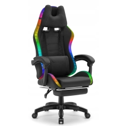 Fotel gamingowy HELL'S CHAIR HC-1039 2.0 Black RGB LED tkanina czarny