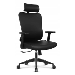 Fotel biurowy ergonomiczny Hell's Chair HC-1041 Czarny Ekoskóra Siliconowa