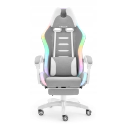 Fotel gamingowy HELL'S CHAIR HC-1039 2.0 Grey RGB LED tkanina szary