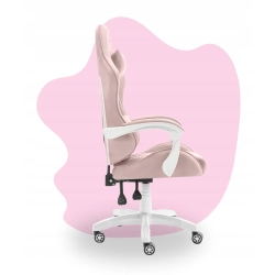 Fotel gamingowy HELL'S CHAIR HC- 1000 Kids Pink- White- tkanina