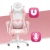 Fotel Gamingowy Hell's Chair Rainbow 2.0 Pink White Różowy Biały Ekoskóra